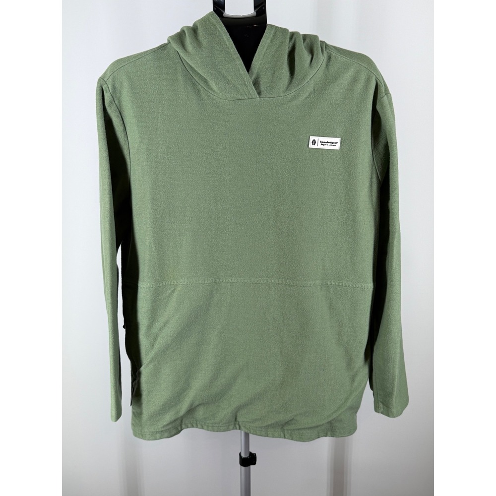 Bearded Goat Mens L Olive Green French Terry Pullover Hoodie Zipper Pocket